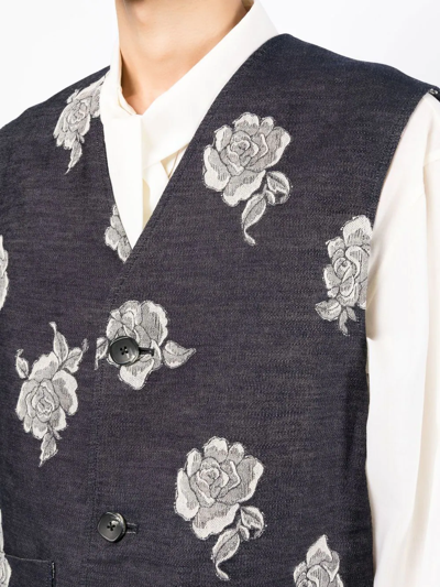 Onefifteen X Anowhereman Patterned Jacquard Waistcoat In Blue