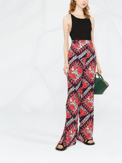 Shop Valentino Archive Manifesto Straight-leg Trousers In Red