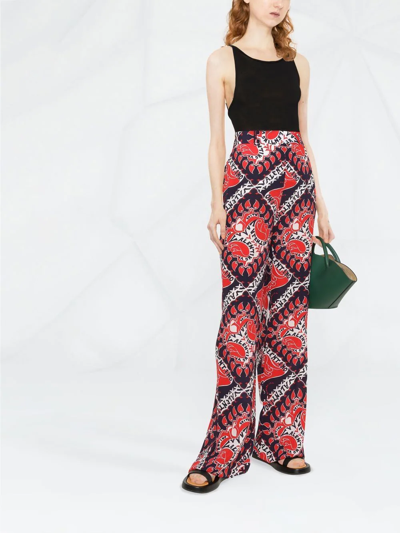 Valentino Archive Manifesto Straight-leg Trousers In Red