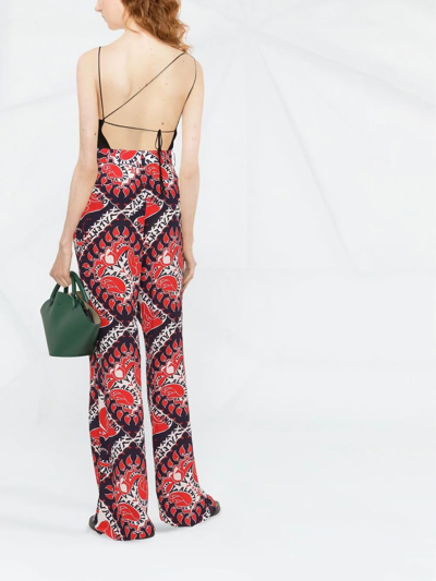 Valentino Archive Manifesto Straight-leg Trousers In Red