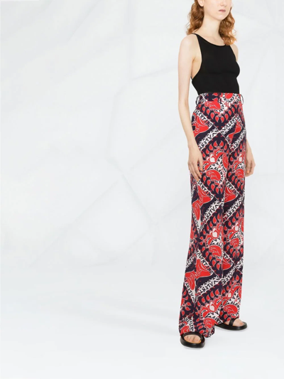 Valentino Archive Manifesto Straight-leg Trousers In Red
