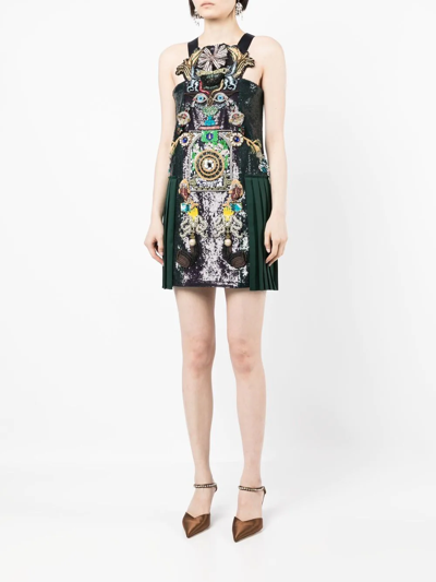 Shop Mary Katrantzou Archival Robot Embellished Mini Dress In Grün