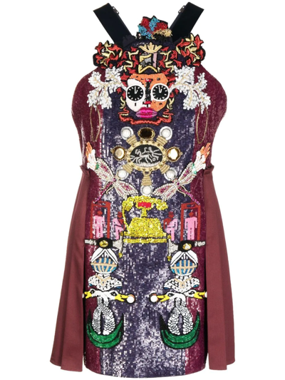 Shop Mary Katrantzou Archival Robot Embellished Mini Dress In Rot