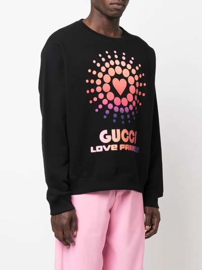 Shop Gucci Logo-print Cotton Sweatshirt In Schwarz