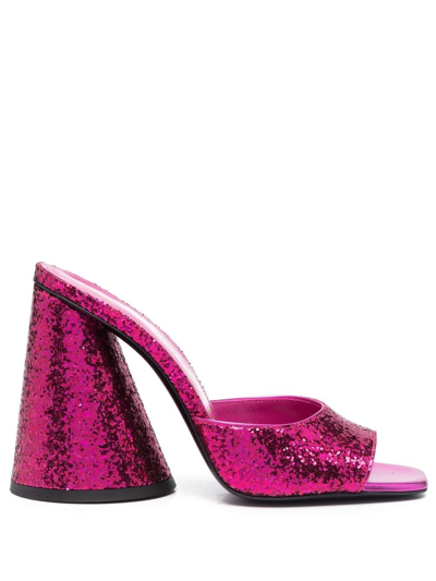 Shop Attico Metallic Slip-on Mules In Rosa