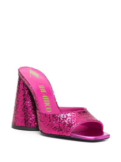 Attico 115mm Devon Glittered Mules In Rosa
