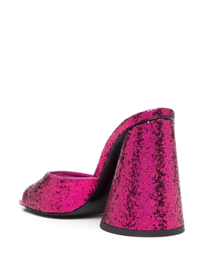 Attico 115mm Devon Glittered Mules In Rosa