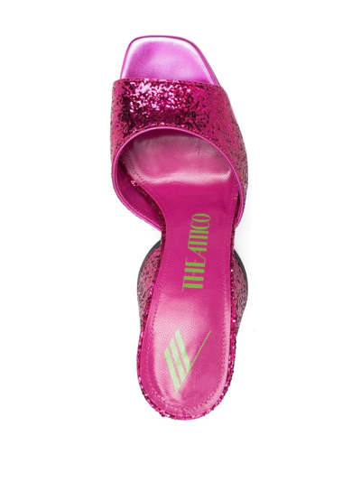 Attico 115mm Devon Glittered Mules In Rosa