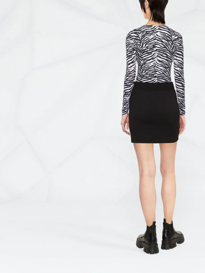 Shop Versace Jeans Couture Belted Denim Skirt In Schwarz