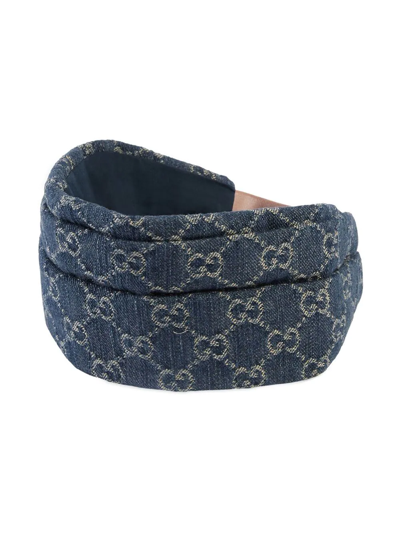 Shop Gucci Gg Supreme-print Hair Band In Blau