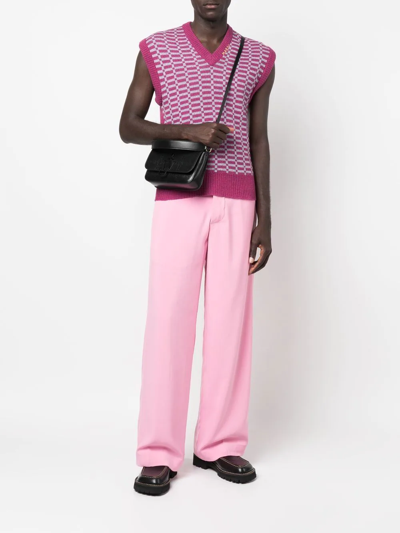 Shop Marni V-neck Knit Vest In Rosa
