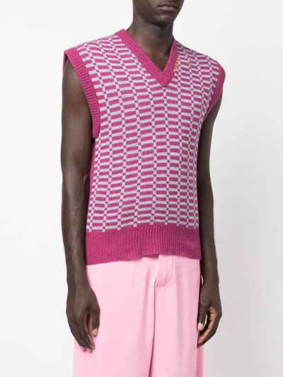 Shop Marni V-neck Knit Vest In Rosa