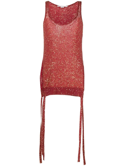 Shop Stella Mccartney Sequin-embellished Knit Tank Top In Rot