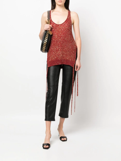 Stella Mccartney Sequin-embellished Knit Tank Top In Rot