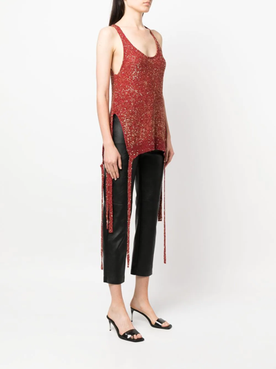 Shop Stella Mccartney Sequin-embellished Knit Tank Top In Rot