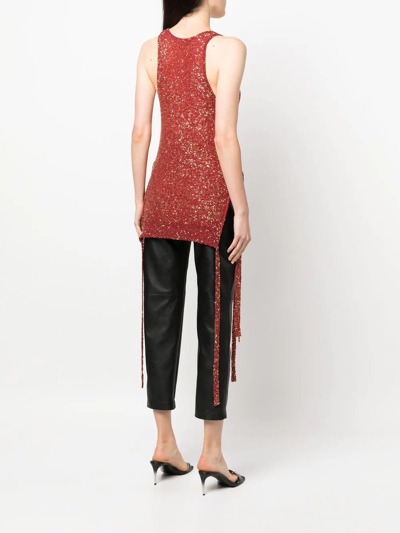 Stella Mccartney Sequin-embellished Knit Tank Top In Rot