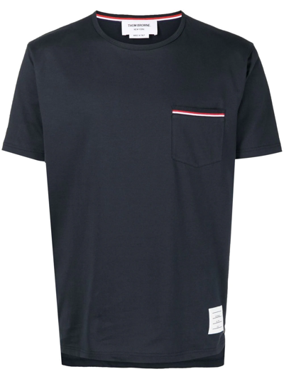 Shop Thom Browne Pocket Cotton T-shirt In Blau