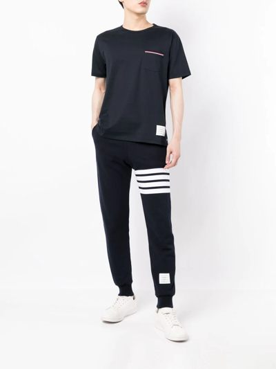 Thom Browne Jersey Cotton Short Sleeve Pocket Tee In Blau