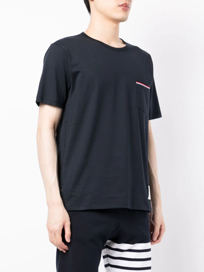 Thom Browne Jersey Cotton Short Sleeve Pocket Tee In Blau