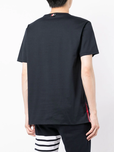 Thom Browne Jersey Cotton Short Sleeve Pocket Tee In Blau