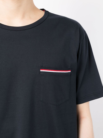 Thom Browne Jersey Cotton Short Sleeve Pocket Tee In Blau