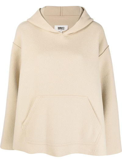 Shop Mm6 Maison Margiela Oversized Pullover Hoodie In Nude