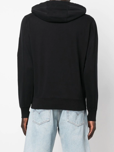 C.p. Company Logo Zipped Hoodie In Schwarz
