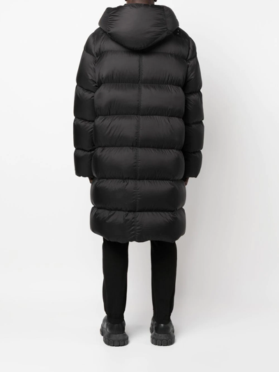 Rick Owens Wrap-front Hooded Quilted Down Coat In Schwarz