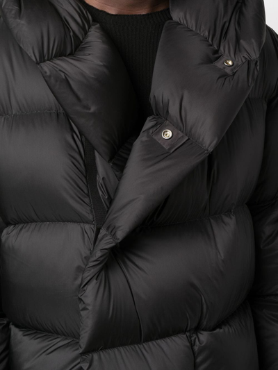 Rick Owens Wrap-front Hooded Quilted Down Coat In Schwarz