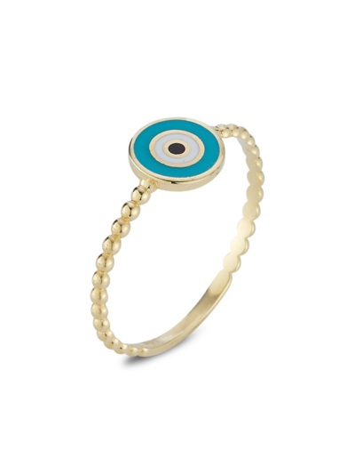 Shop Saks Fifth Avenue Women's 14k Yellow Gold & Enamel Evil Eye Ring