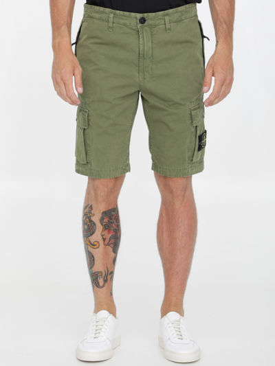 Shop Stone Island Military Green Bermuda Shorts