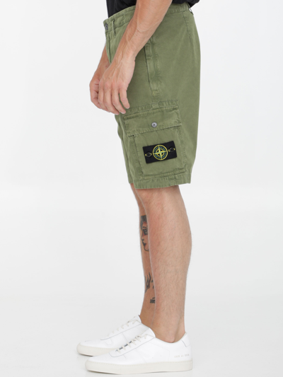Shop Stone Island Military Green Bermuda Shorts