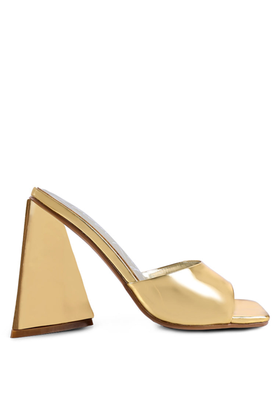 Shop London Rag Lovebug Triangular Block Heel Sandals In Gold