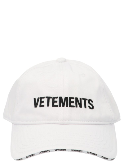 Shop Vetements Logo Embroidered Cap In White