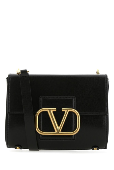 Shop Valentino Vlogo Plaque Shoulder Bag In Black