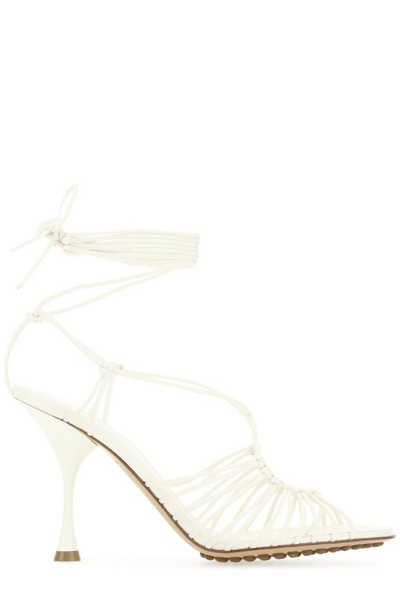 Shop Bottega Veneta Dot Helled Sandals In White