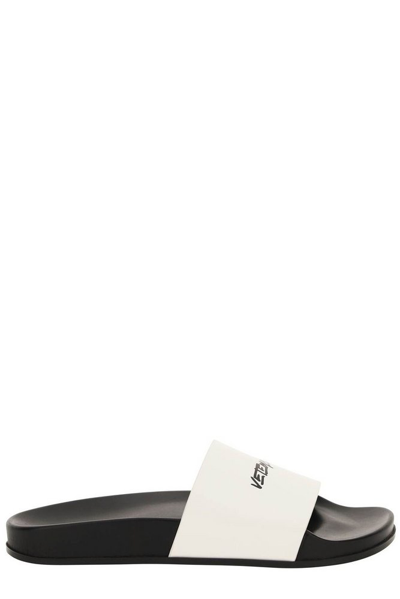 Shop Vetements Logo Printed Sandals In White