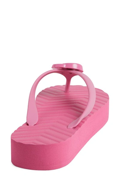 Shop Gucci Pascar Gg Platform Flip Flop In Pink Tropical Floral