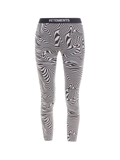 Shop Vetements Zebra Printed Logo Waistband Leggings In Multi