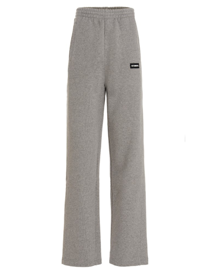 Shop Vetements Logo Patch Track Pants In Grey