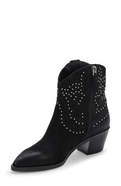 Shop Dolce Vita Solow Stud Western Boot In Black Nubuck