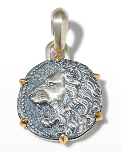 Shop David Yurman Men's Zodiac Pendant In Silver With 18k Gold, 33mm In Leo