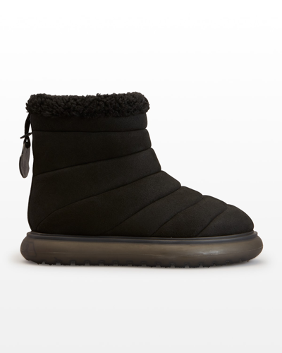 Shop Moncler Hermosa Suede Faux Fur Snow Boots In Black