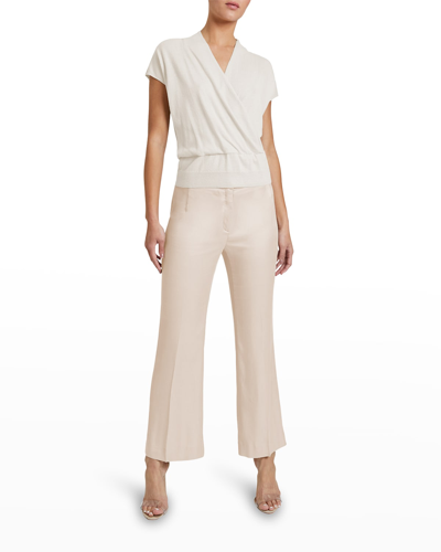 Shop Santorelli Izzy Cropped Flare Pants In Champagne