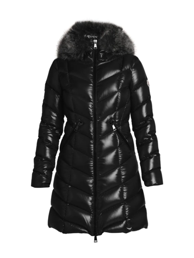 Shop Moncler Women's Fulmarre Faux Fur-trim Jacket In Black