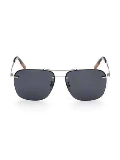 Shop Zegna Men's Navigator 60mm Sunglasses In Grey