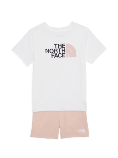 Shop The North Face Little Girl's Logo 2-piece T-shirt & Shorts Set In Sand Pink