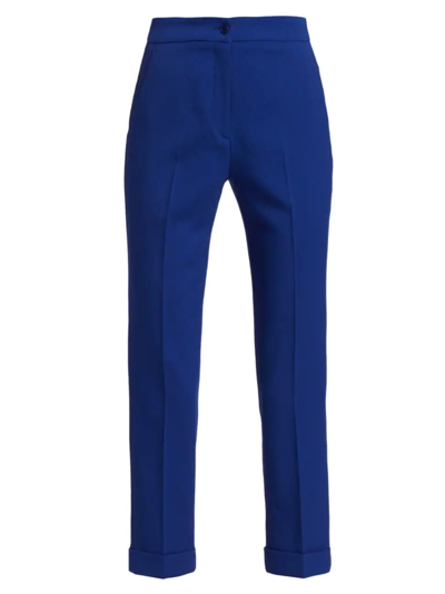 Shop Etro Women's Wool-blend Cropped Pants In Blue