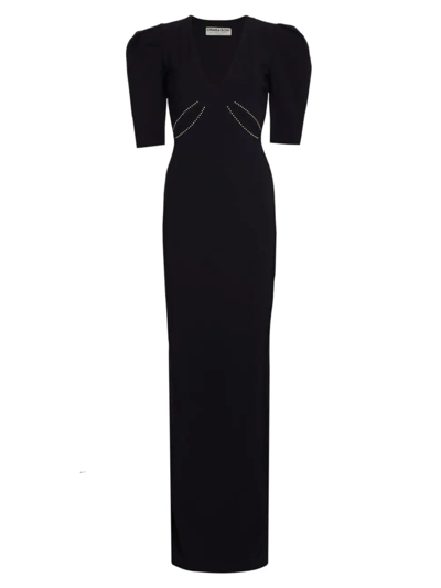 Shop Chiara Boni La Petite Robe Women's Castelo Puff-sleeve Cut-out Gown In Black