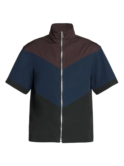 Shop Bottega Veneta Men's Wardrobe 04 Zip-up Polo Shirt In Chalk String Parak